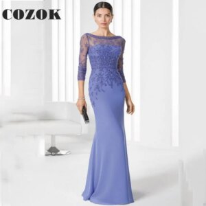 Sexy Mother Of The Bride Dress Long Sleeve Appliques Chiffon Formal Party Gown Vestidos Madrina Madre De La Novia Custom LF99