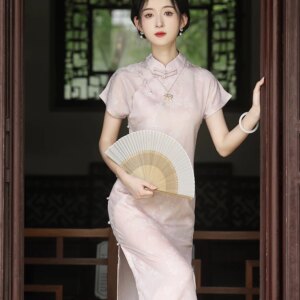 Pink Cheongsam Young Style High-End Temperament Improved Daily New Chinese Dress Female Summer
