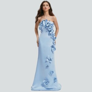 Customized Flower Ruched Mermaid Strapless Long Dresses Celebrity Dresses Elegant Exquisite High Quality Sexy Sparkle Casual