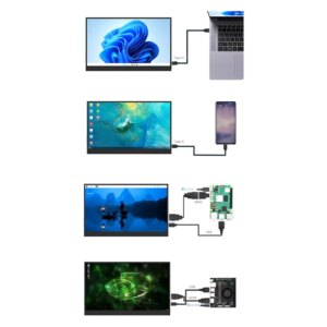 AM-For Waveshare 15.6Inch LCD Touch Monitor (C), 1920 × 1080 Full HD, IPS Screen Optical Bonding Toughened Glass Panel US PLUG