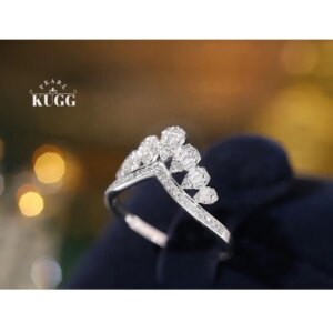 KUGG 100% 18K White Gold Rings Women 0.40carat Real Natural Diamond Engagement Ring Elegant Crown Shape High Wedding Jewelry