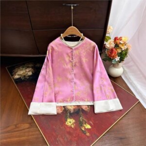 New Chinese double-sided jacquard coat women’s style temperament loose top