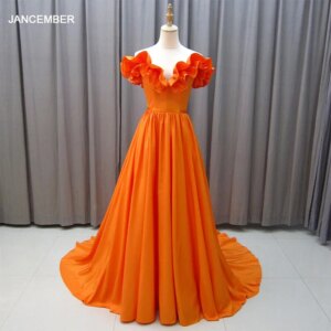 Novelty Luxury V-neck Open Back Flowers Satin Evening Dress 2024 A-line Floor Length Ruched vestidos de noite MZ2325