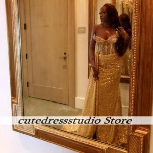 Sparkling Mermaid Prom Dresses 2025 Sweetheart Rhinestone Long High Split Party Gowns Sequin Occasion Dresses Luxury Customized