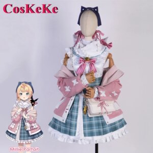 CosKeKe Millie Parfait Cosplay Anime VTuber NIJISANJI Costume Sweet Lovely Winter New Outfit Halloween Party Role Play Clothing