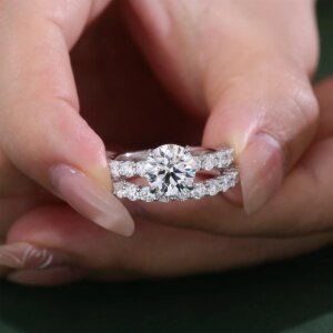 Provence 14K/18K white gold engagement ring set 3CT round lab diamond wedding band stacking for bridal set custom luxury jewelry