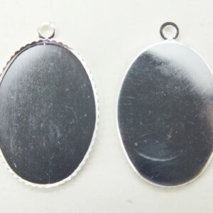300pcs/lot 30*40mm silver colour Cameo Cab Base Setting Pendant finding pendant