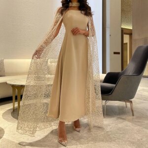 Customized Exquisite Sequined Strapless Ankle Length A-Line Bespoke Occasion Gowns Satin Shawl Embroidery Crystal Girdling فساتي