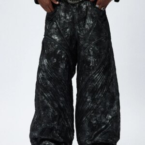 Mauroicardi Autumn Long Cool Handsome Baggy Pu Leather Wide Leg Pants for Men Pleated Hip-hop Luxury Designer Clothes Streetwear