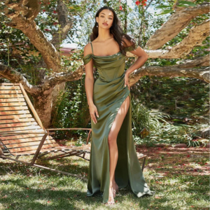 Flavinke Customized Green Mermaid Prom Dresses High Slit Off Shoulder Pleated Party Gown Customized Floor Length Evening Gown