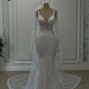 White Full Pearls Beading Lace Engagement Gowns Arabic Evening Dress Robe De Soiree 2024 Customized Aso Ebi Prom Party Dresses