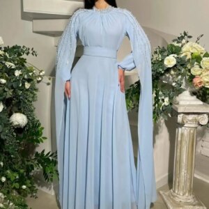 Customized Mermaid Long Sleeves Evening Dresses O-Neck Floor Length Prom Dresses Beadings Sequins Formal Party Dresses