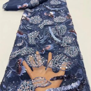 African 3D Flowers Sequins 2025 Latest Hot On Sale African French Party Lace Fabric Tulle Nigerian Lace Fabric 5 Yards For Dress