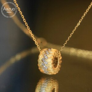 Aazuo Fine Jewelry 100% Real 18K Yellow Gold Real Diamonds 0.10ct Classic Move Round Necklace gifted for Women Party Au750
