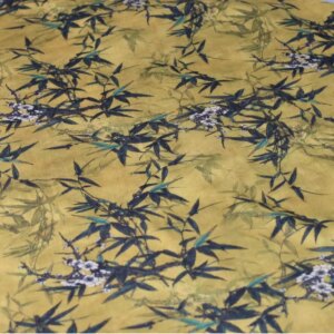 New Chinese Style Bamboo Leaf Cotton Clothing Fabric Spray Painting Digital Printing Environmental Windproof Home