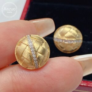 Aazuo Real Luxury Jewelry 18K Solid Yellow Gold Fashion Natrual Diamonds Round Ball Stud Earring Party Fine Jewelry Hot Sell