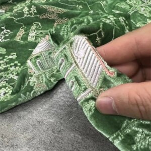 Chinese-style green embroidered silk velvet fabric haute couture dress set