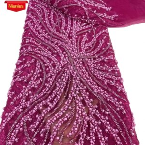 2025Latest Superior Quality Luxurious Elegant Soft Mesh lace With Lots Biggest Beads Fabric For Wedding Evening Dresses NN1293_R