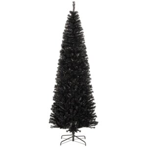 8ft Pencil Christmas Tree Unlit Artificial Christmas Tree Slim Douglas Fir Xmas Tree with Realistic Branches Halloween Tree wit