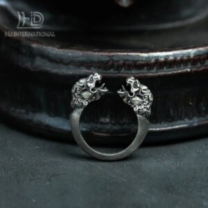 Lion 925 Silver Ring, Brass Eye Lion Jewelry, Faith Gift Ring