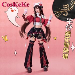 CosKeKe Hu Tao Cosplay Game Genshin Impact Costume Derivative Product Nifty Lovely Overalls Daily Leisure Outfit Trendy Clothing