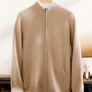 High Quality Men Cashmere Zipper Cardigans Coat Autumn Winter 100% Cashmere Sweater Thick Warm Knitwear Soft Casual Jackets Tops