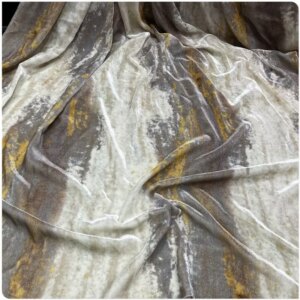Gray Tie-Dyed Striped Wide Silk Velvet Fabric Cheongsam Dress Suit Long Short Sleeve Chinese Style Clothing
