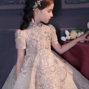 Children’s dress princess dress flower girl wedding little girl birthday girl host dress catwalk piano costume