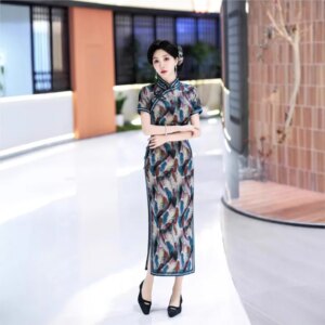 New cheongsam Chinese style elegant temperament long performance dress