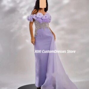 Customized Wedding Party Dress A-Line Strapless Formal Occasion Dresses Floor-Length Zipper Up Flowers Dress Women Elegant Luxur