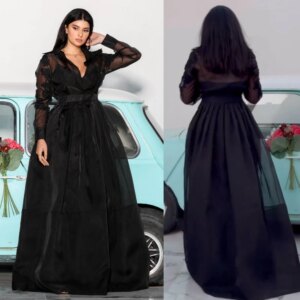 Customized Evening Net Applique Ruched Engagement A-line V-neck Bespoke Occasion Gown Long es