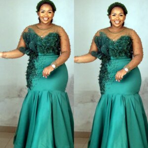 Aso Ebi Arabic Hunter Green Mermaid Mother Of The Bride Dresses Beaded Flowers Evening Prom Formal Party Birthday Celebrity Moth