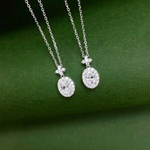 14K gold solid real gold laboratory grown diamond oval 0.5CT pendant fine jewelry diamond necklace custom wholesale