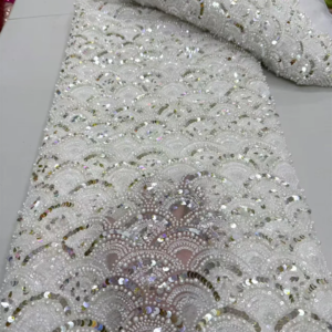 Luxury Beads Lace African 2025 High Quality 5 Yards Handmade beads Sequins Fabric Nigeria For Evening Party Dres