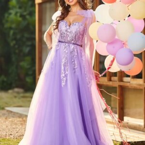 Long A-Line Evening Dress Party Dresses Lace Appliques Tulle Prom Dresses for Women Adjustable Spaghetti Straps Ball Gowns