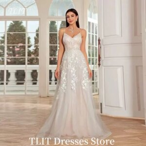 TLIT Elegant Lace Applique Tulle Evening Dress For Women Wedding Party Sleeveless Strapless Prom Gowns Customized Formal Party
