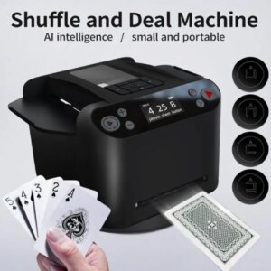 2024 New 2 in 1 Automatic Licensing Shuffling Machine Home Casino Playing Card Dealer 360 ° Rotating Poker Licensing Machine