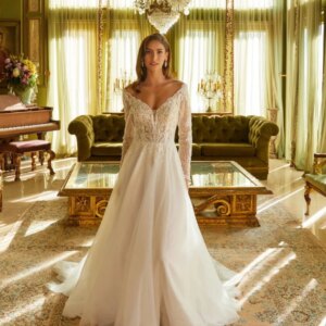 Elegant Long Sleeve Wedding Dress 2025 Sexy V-Neck Bridal Gown Graceful Applique A-Line Floor-length Gown Customized