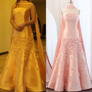 Customized Prom Satin Applique Wedding Party Gown Strapless Bespoke Occasion Long Dresses