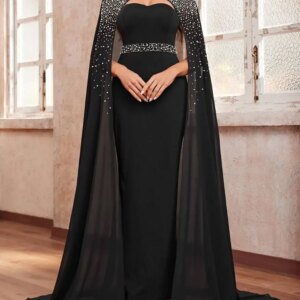 High Neck Mermaid Prom Dresses Sexy Crystals Beadings Sequined sexy long Shawl Gowns Formal Mother of the Bride Evening Dress