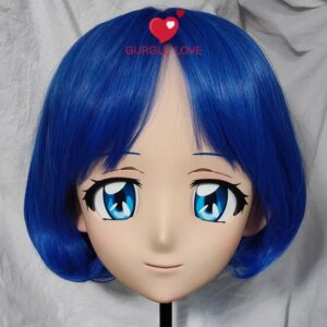 (GLA0407)Customize Character Resin Half Head Japanese Animego Cosplay Crossdressing Doll Anime Kigurumi Mask With Eyes And Wig