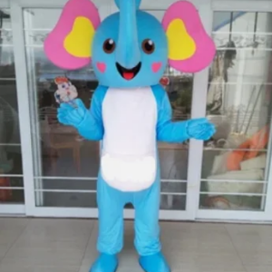 New Adult Hot Sale Foam Cute Blue Elephant Cartoon Mascot Costume Plush Christmas Fancy Dress Halloween Mascot Costume