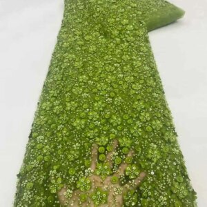 2025 African Sequins Beaded Lace Fabric High Quality Eembroidery French Nigerian Mesh Lace Fabrics For Wedding Dress Sewing