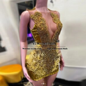 Sparkly Crystals Beaded Stone Mermaid Prom Dresses Customized O-Neck Short Sleeves Evening Party Gown Black Girls Birthday Dress