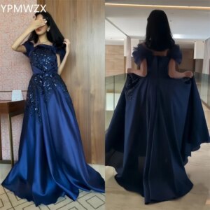 Customized Women Party Dress Occasion Prom Gown Evening YPMWZX Off-the-shoulder A-line Floor Length Skirts Draped Sequin Bespoke