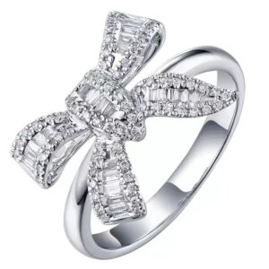 18k Gold Bowknot Diamonds Ring