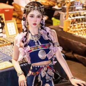 New Ethnic Minority Yunnan Women’s Clothing Hani Costume a Set of Embroidered Style Dance