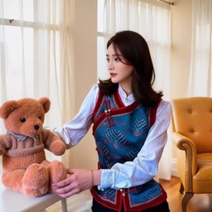 2025 New Velvet Stitching Mongolian Vest Women’s Low Collar Outerwear Waistcoat Ethnic Style Clothing Casual Clothes
