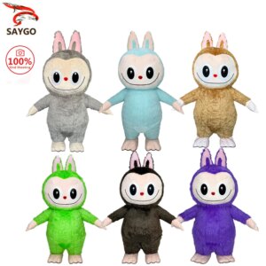SAYGO Inflatable Labubu Mascot Costume Blind Box Cartoon Character Mascot for Adults Funny Cosplay Cute Anime Suit Carnival