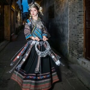 New Miao Clothing Girl Minority Tujia Miao’ S Stage Costume Travel Photography